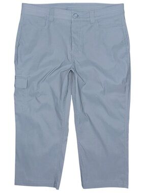 Eddie Bauer Rainier Tech Capri Pants Sz 10 Blue Gray Hiking Outdoor UPF Stretch